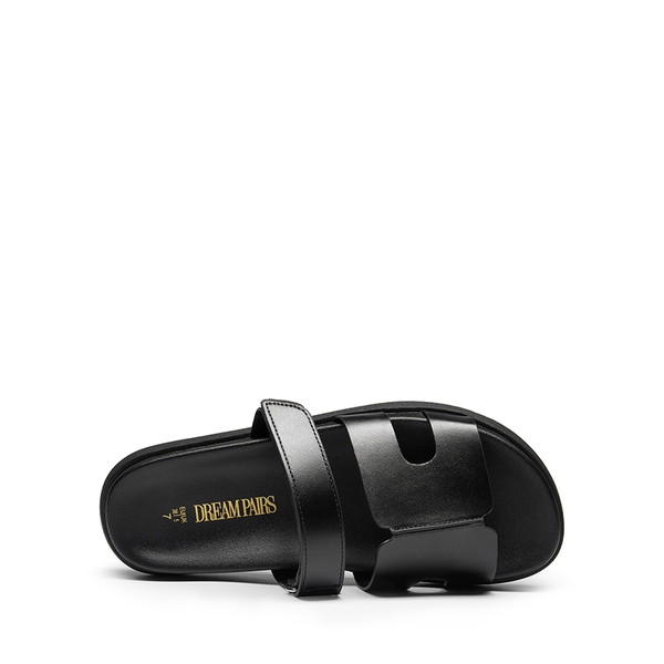 Geometric Cutout Slide Sandals - BLACK - 4