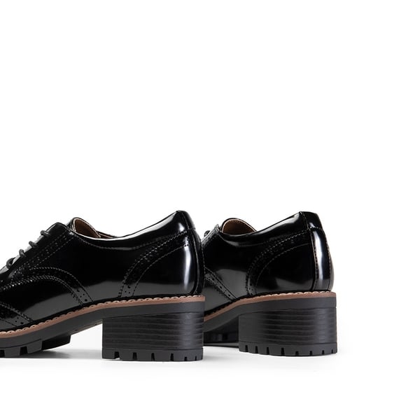 Lace Up Brogue Oxfords - BLACK-PAT - 4
