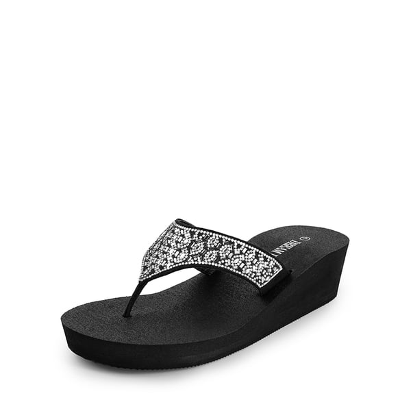 Platform Rhinestone Thong Sandals - WATER DROP -  0