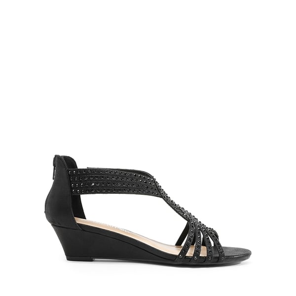 Rhinestone Wedge Sandals - BLACK - 3