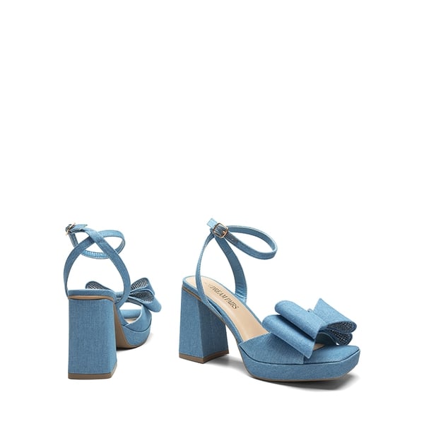 Bow Platform Chunky Sandals - DENIM BLUE - 5