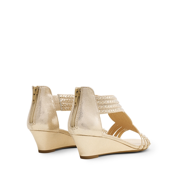 Rhinestone Wedge Sandals - GOLD - 4
