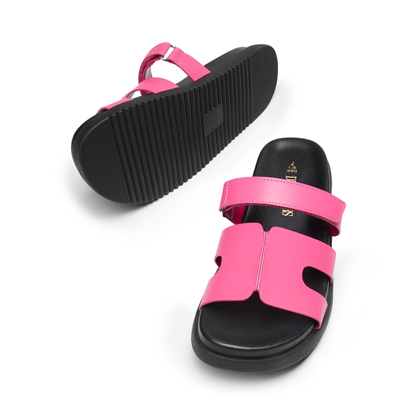 Geometric Cutout Slide Sandals - HOT PINK - 5