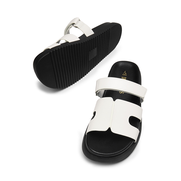 Geometric Cutout Slide Sandals - WHITE - 5