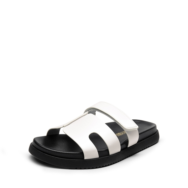 Geometric Cutout Slide Sandals - WHITE -  0