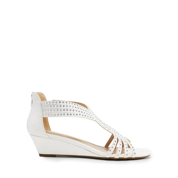 Rhinestone Wedge Sandals - WHITE - 3