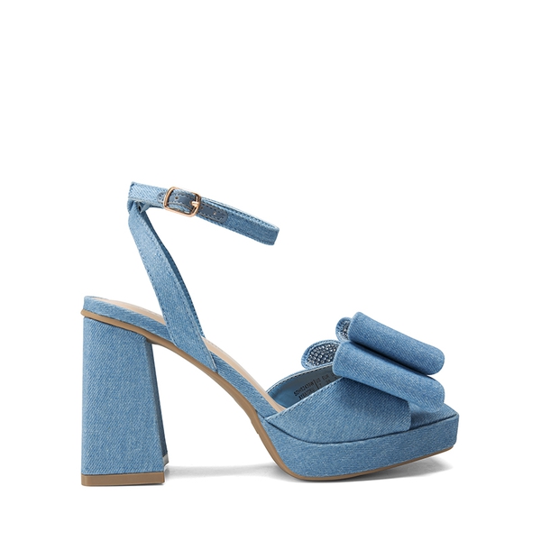 Bow Platform Chunky Sandals - DENIM BLUE - 3
