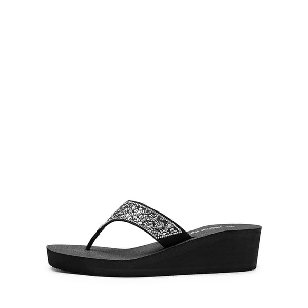 Platform Rhinestone Thong Sandals - WATER DROP - 1