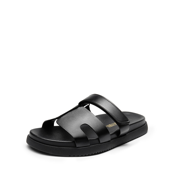 Geometric Cutout Slide Sandals - BLACK -  0