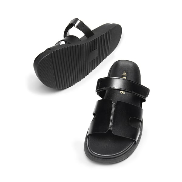 Geometric Cutout Slide Sandals - BLACK - 5
