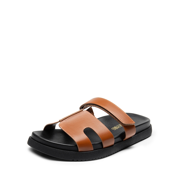 Geometric Cutout Slide Sandals - BROWN -  0