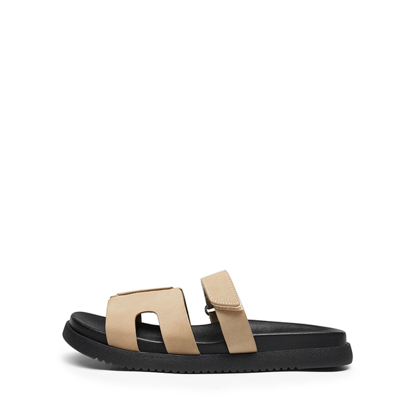 Geometric Cutout Slide Sandals - KHAKI-NUBUCK - 3