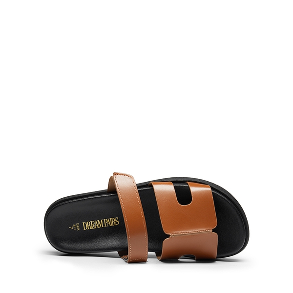 Geometric Cutout Slide Sandals - BROWN - 4