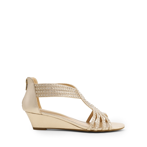 Rhinestone Wedge Sandals - GOLD - 3