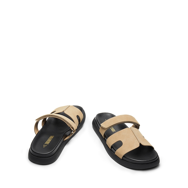 Geometric Cutout Slide Sandals - KHAKI-NUBUCK - 6