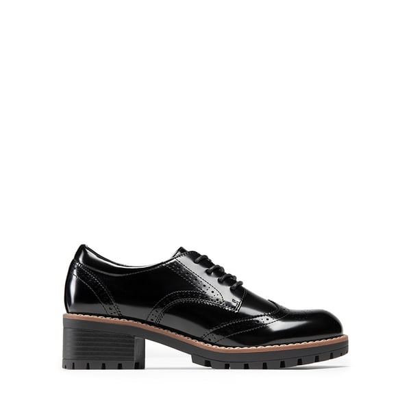Lace Up Brogue Oxfords - BLACK-PAT - 3