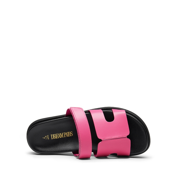 Geometric Cutout Slide Sandals - HOT PINK - 4