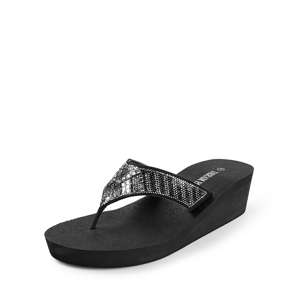 Platform Rhinestone Thong Sandals - RECTANGLE -  0