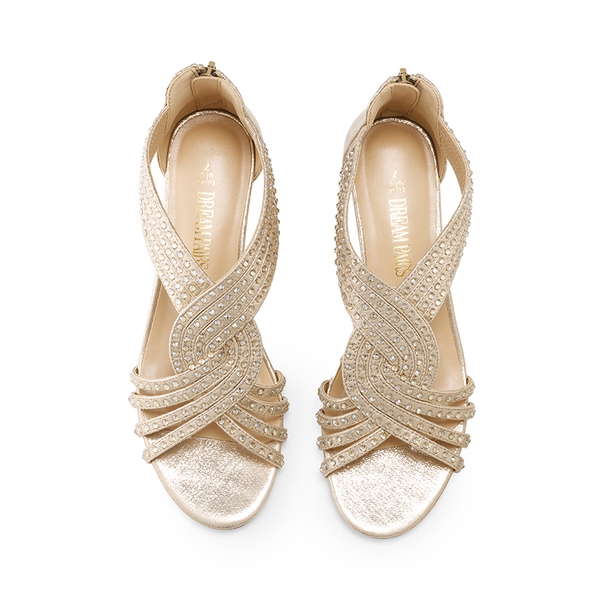 Rhinestone Wedge Sandals - GOLD - 5