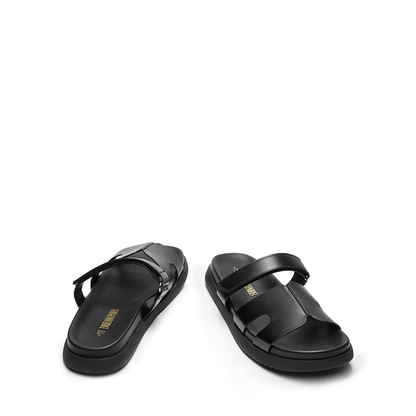 Geometric Cutout Slide Sandals - BLACK - 6