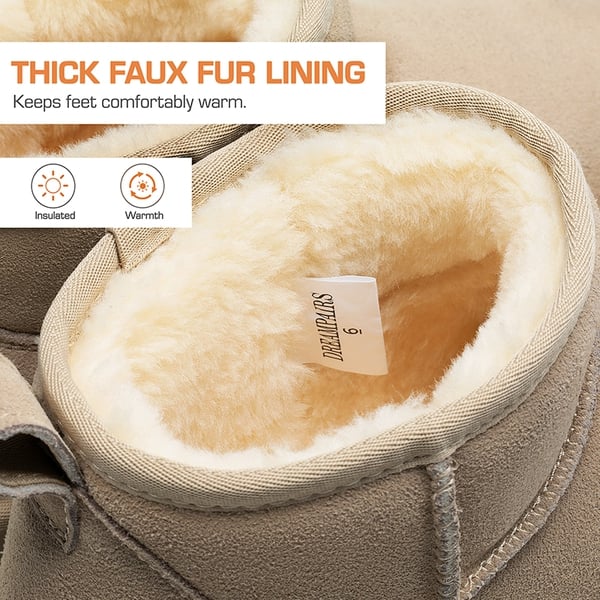 [FuzzyClassic Platform Mini Boot] Suede Platform Ankle Snow Boots - SAND - 7