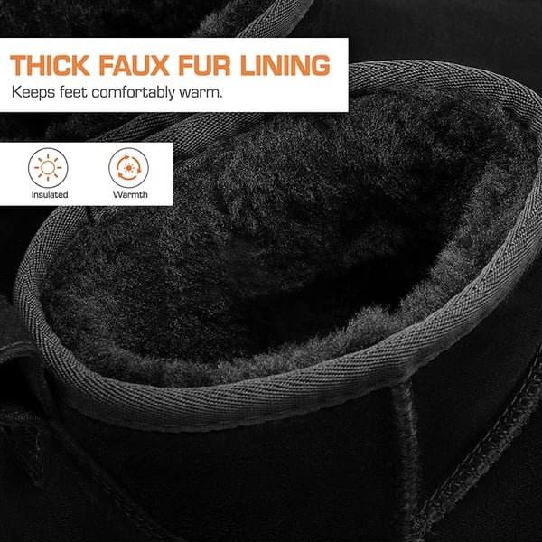 [FuzzyClassic Platform Mini Boot] Suede Platform Ankle Snow Boots - BLACK - 7