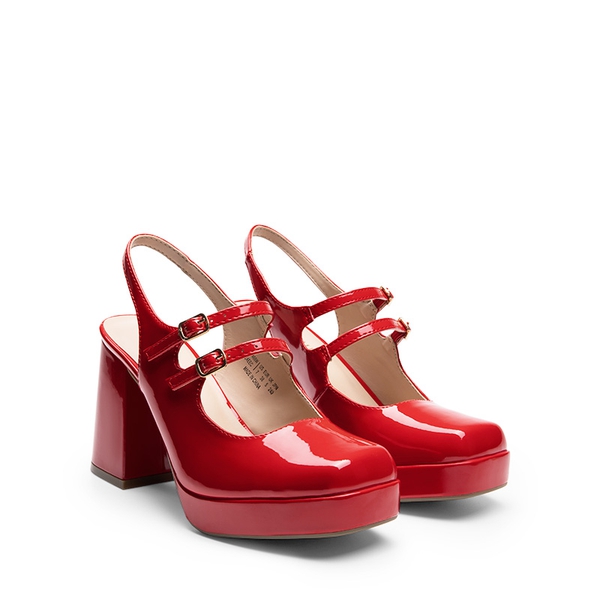 Double-strap Mary Jane Pumps - RED - 5