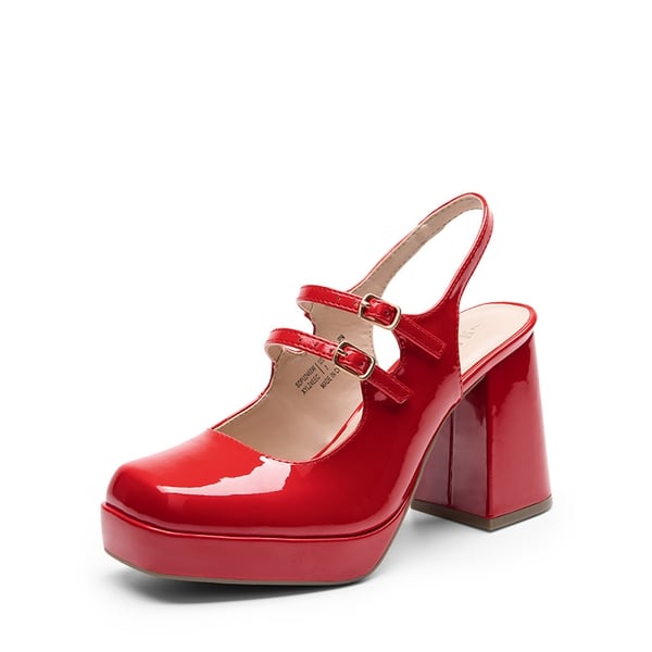 Double-strap Mary Jane Pumps - RED -  0