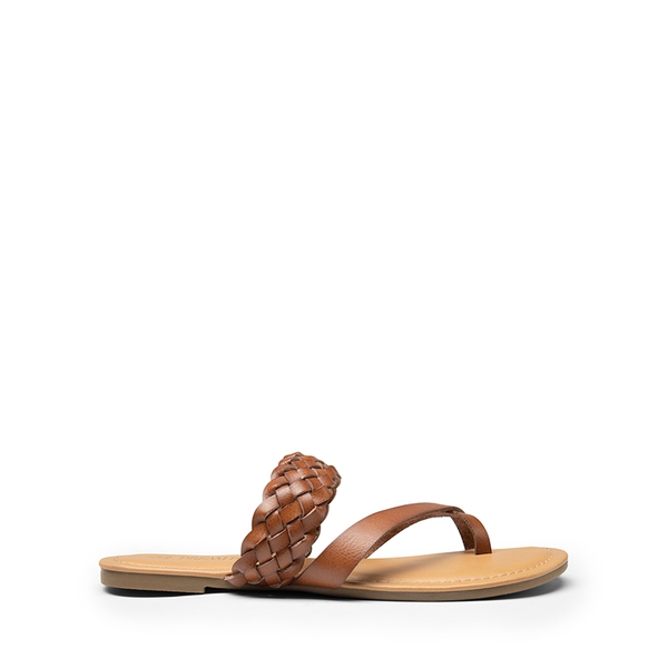 Durable Braided Slide Flat Sandals - BROWN - 3