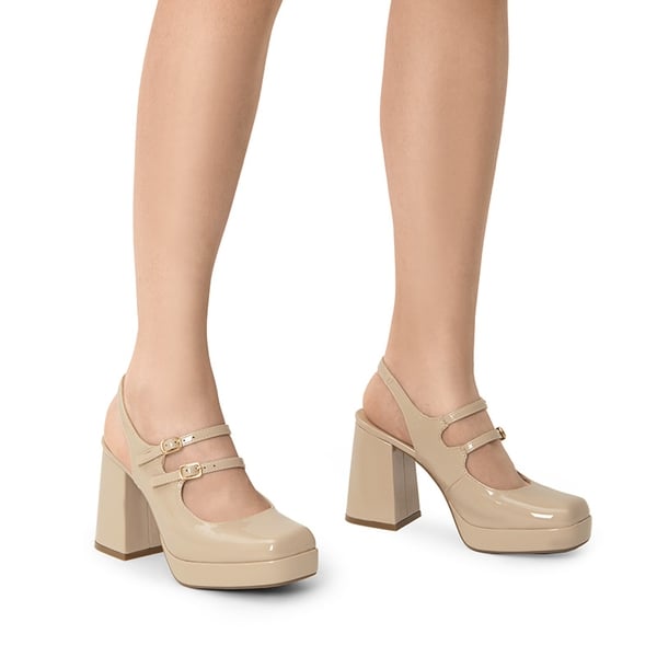 Double-strap Mary Jane Pumps - NUDE - 1