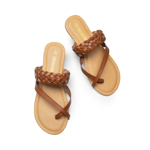 Durable Braided Slide Flat Sandals - BROWN - 5