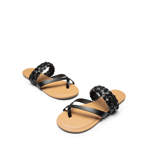 Durable Braided Slide Flat Sandals - BLACK - 6