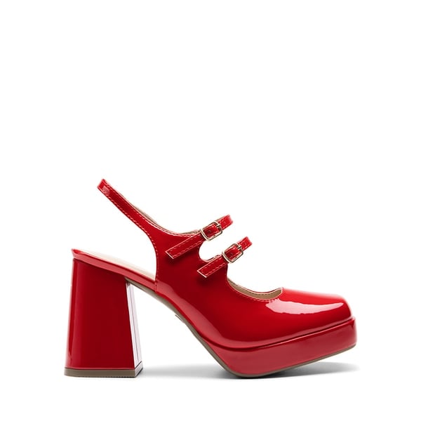 Double-strap Mary Jane Pumps - RED - 3