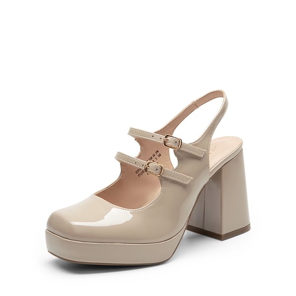 Double-strap Mary Jane Pumps - NUDE -  0