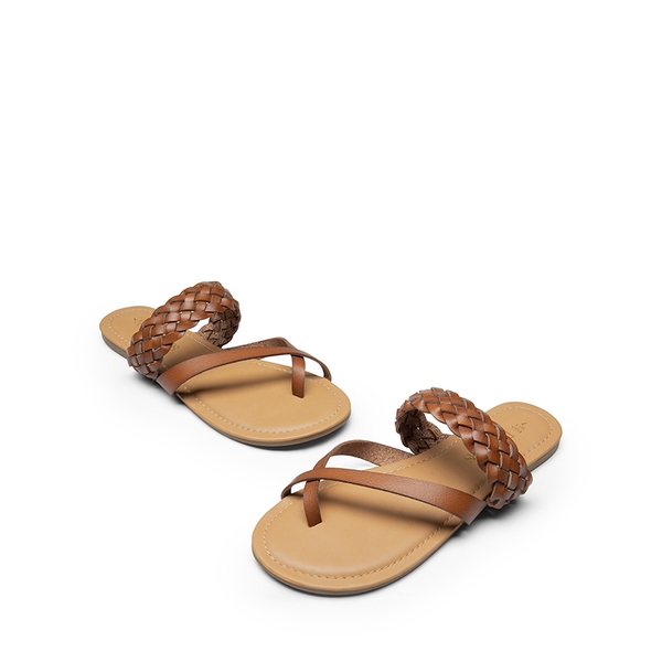 Durable Braided Slide Flat Sandals - BROWN - 6