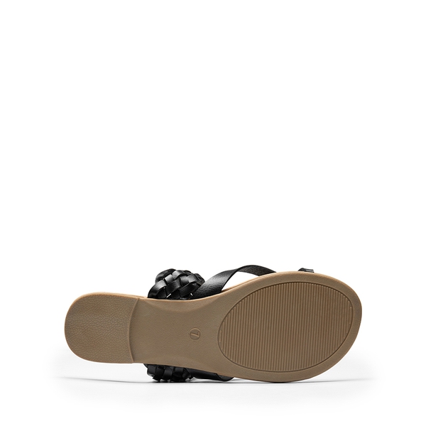 Durable Braided Slide Flat Sandals - BLACK - 4