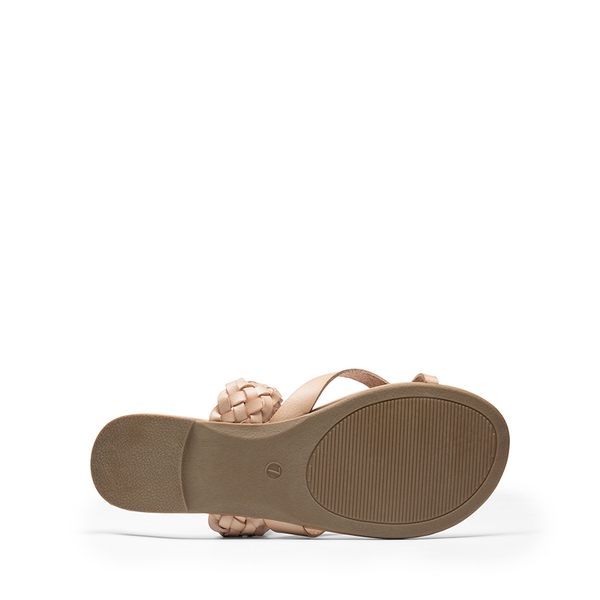 Braided Slide Flat Sandals - NUDE - 4