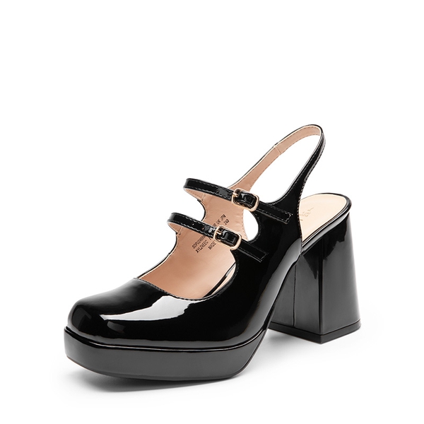 Double-strap Mary Jane Pumps - BLACK -  0