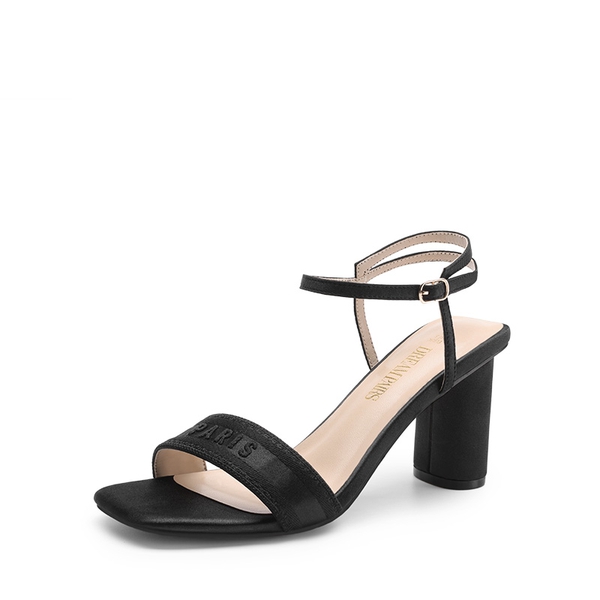 Jacquard Cylindrical Heel Sandals - BLACK -  0