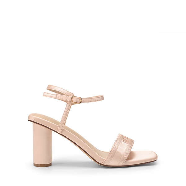 Jacquard Cylindrical Heel Sandals - NUDE - 3