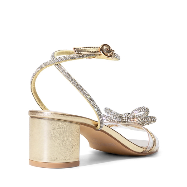 Rhinestone Bows Chunky Sandals - GOLD-PU - 4