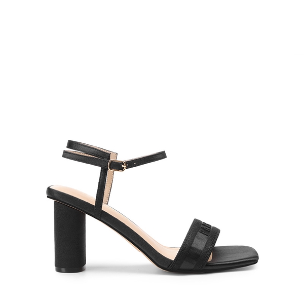 Jacquard Cylindrical Heel Sandals - BLACK - 3