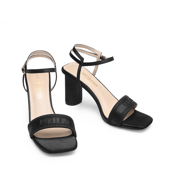 Jacquard Cylindrical Heel Sandals - BLACK - 5