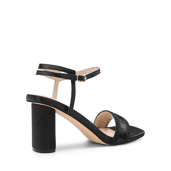 Jacquard Cylindrical Heel Sandals - BLACK - 4