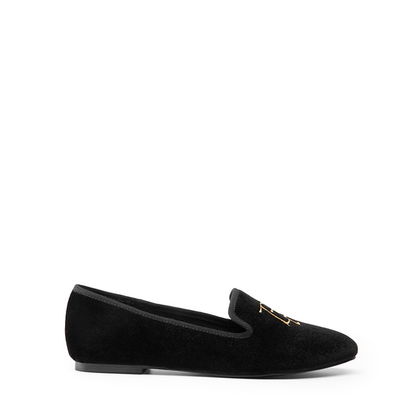 Velvet Embroidery Flats - BLACK GOLD - 1