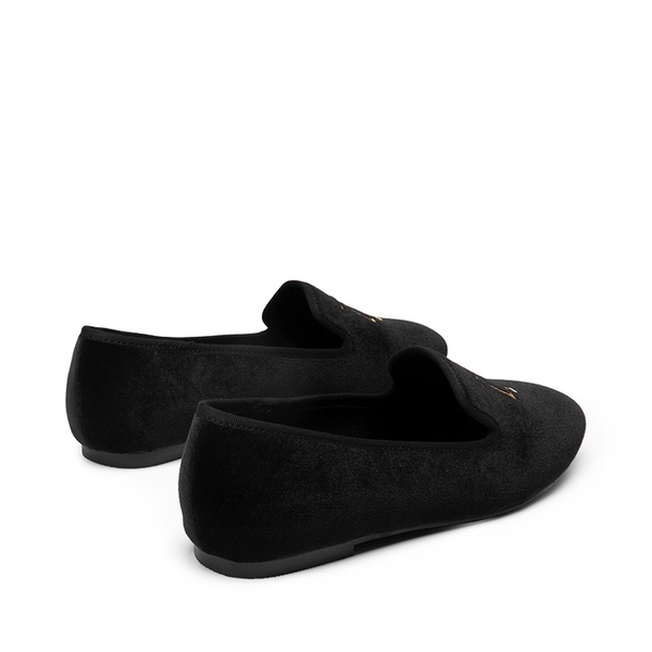 Velvet Embroidery Flats - BLACK GOLD - 2