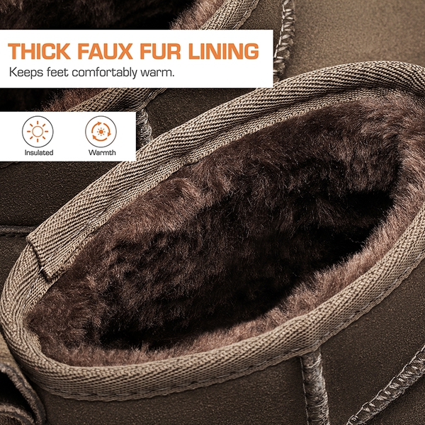[FuzzyClassic Mini Boot] Splash-Proof Slip-On Suede Snow Boots - TAUPE - 8