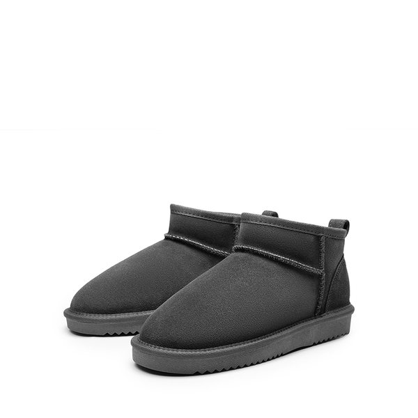 [FuzzyClassic Mini Boot] Splash-Proof Slip-On Suede Snow Boots - GREY - 5