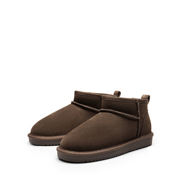 [FuzzyClassic Mini Boot] Splash-Proof Slip-On Suede Snow Boots - TAUPE - 5