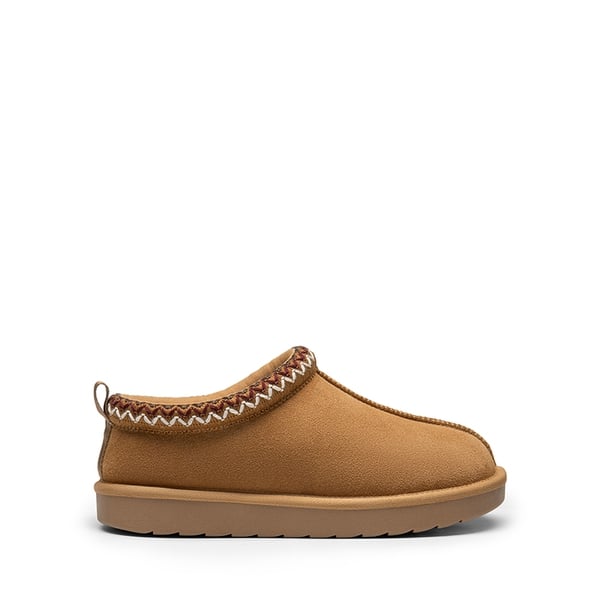 [FuzzyEasy Women's Slip-on] Embroidered Suede Fuzzy Cozy Slippers - CHESTNUT - 3